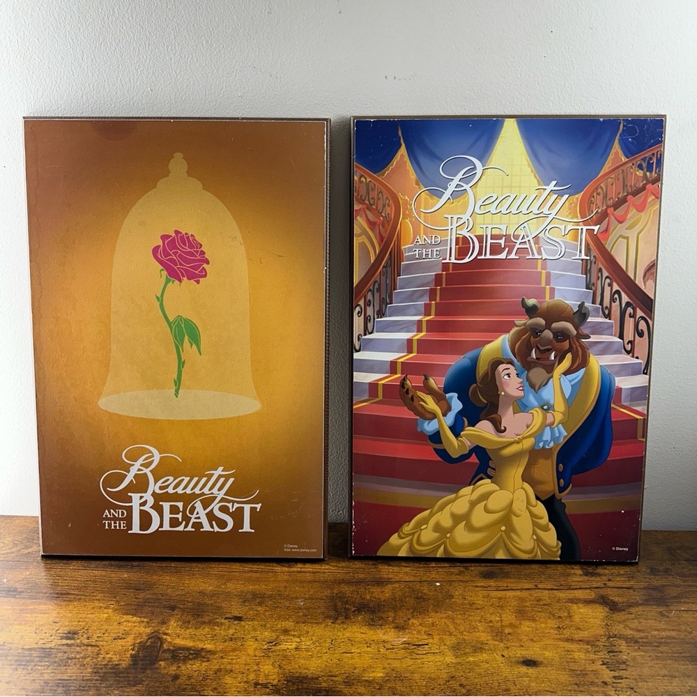 Disney Movie Club Beauty & the Beast 25th Anniversary Lithograph Wood Wall Art